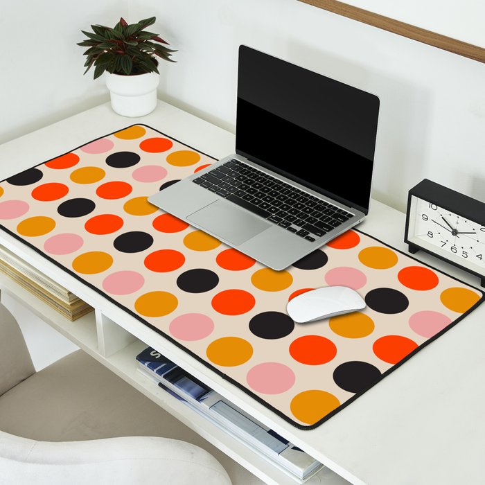 Retro Bauhaus Dots | 70s European Pattern Desk Mat Gallery Image 2