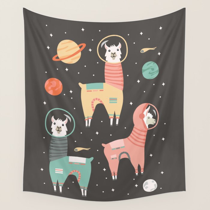 Astronaut Llamas in Space Wall Tapestry Gallery Image 4