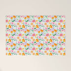 Colorful retro flower folk art pattern Welcome Mat Gallery Image 1
