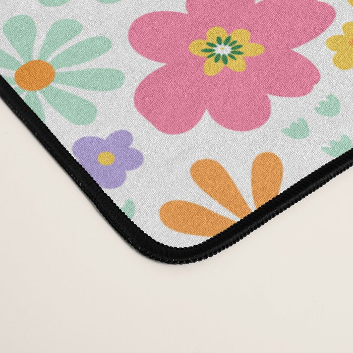 Colorful retro flower folk art pattern Desk Mat Gallery Image 4