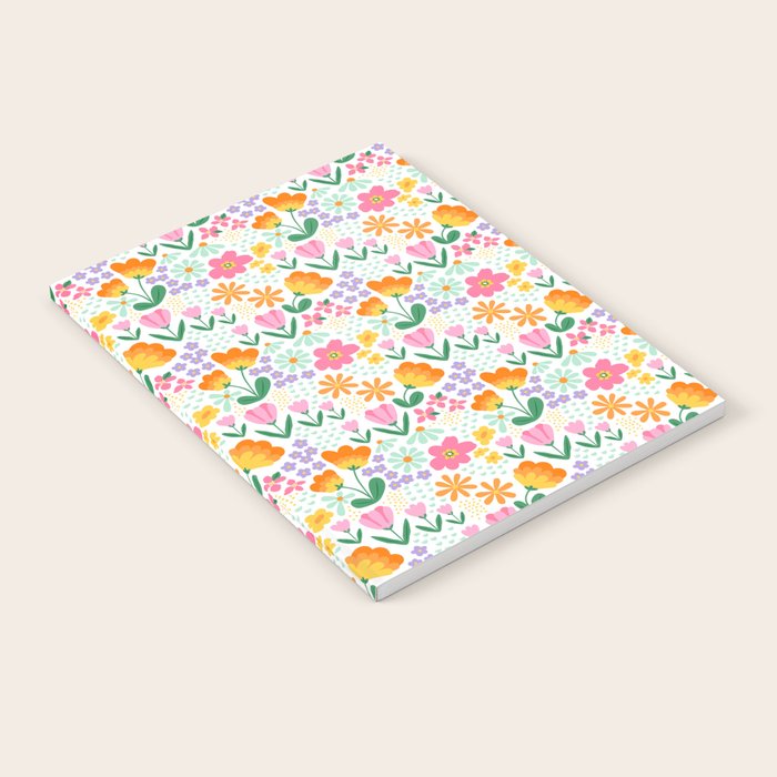 Colorful retro flower folk art pattern Notebook Gallery Image 2