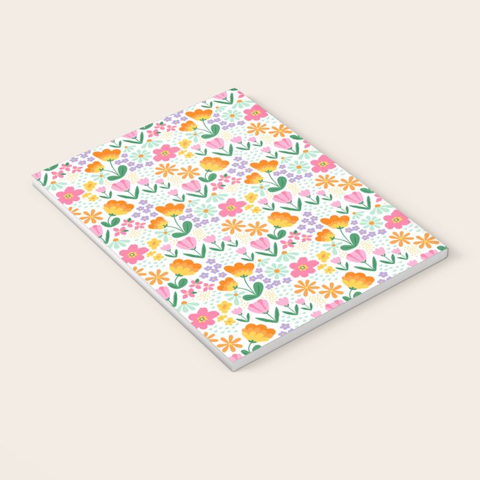 Colorful retro flower folk art pattern Notebook Gallery Image 3