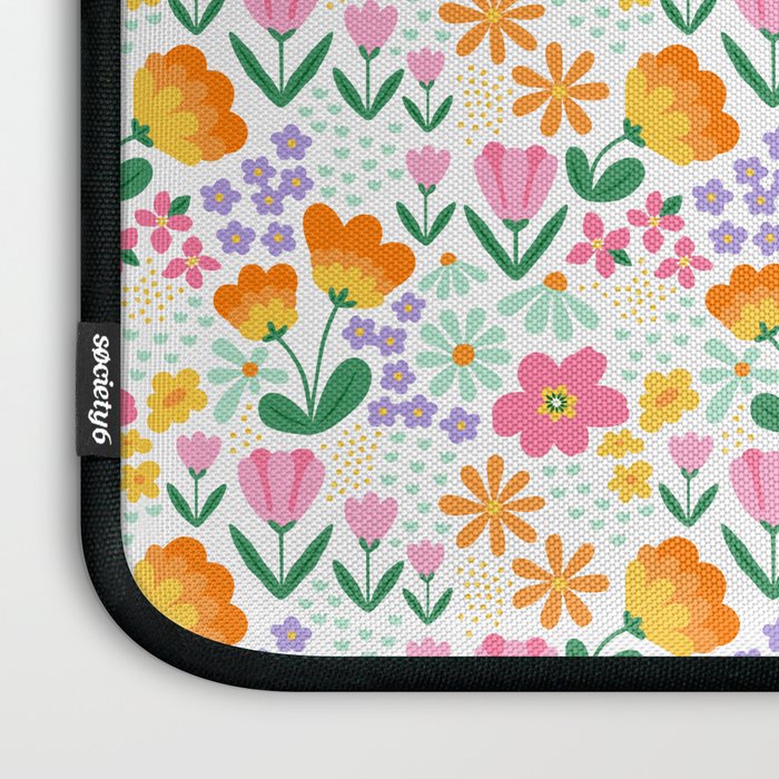 Colorful retro flower folk art pattern Laptop Sleeve Gallery Image 3