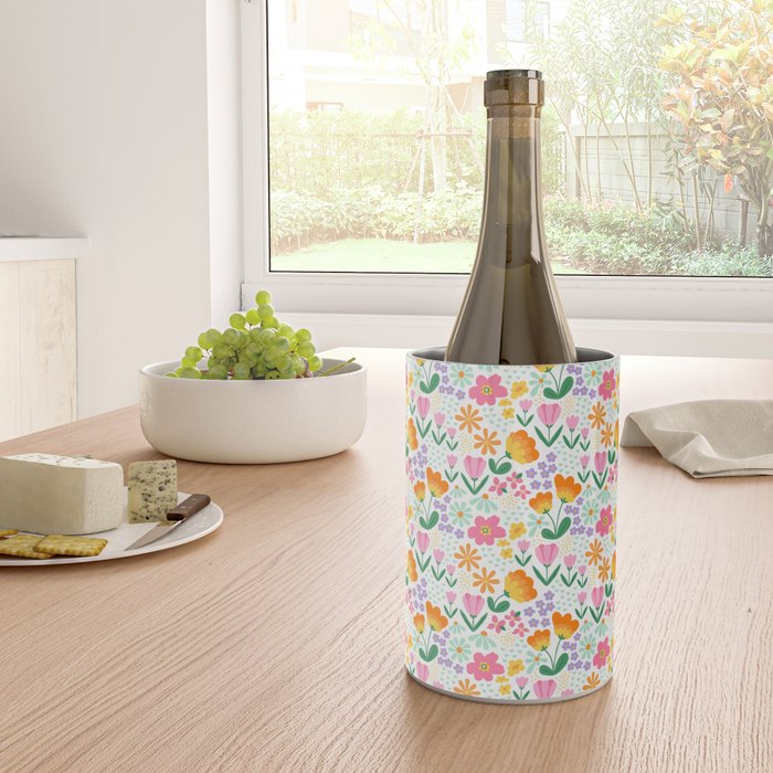 Colorful retro flower folk art pattern Wine Chiller Gallery Image 4