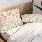Colorful retro flower folk art pattern Pillow Sham Gallery Image 2