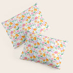 Colorful retro flower folk art pattern Pillow Sham Gallery Image 3