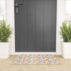 Colorful retro flower folk art pattern Welcome Mat Gallery Image 3