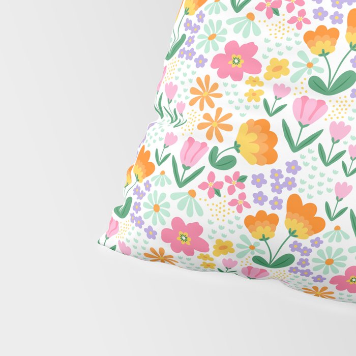 Colorful retro flower folk art pattern Pillow Sham Gallery Image 4