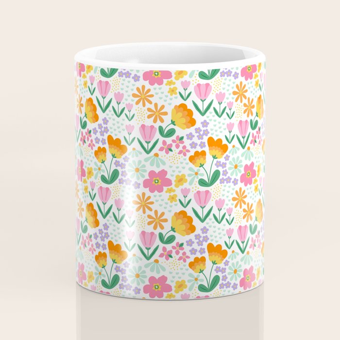 Colorful retro flower folk art pattern Coffee Mug Gallery Image 4