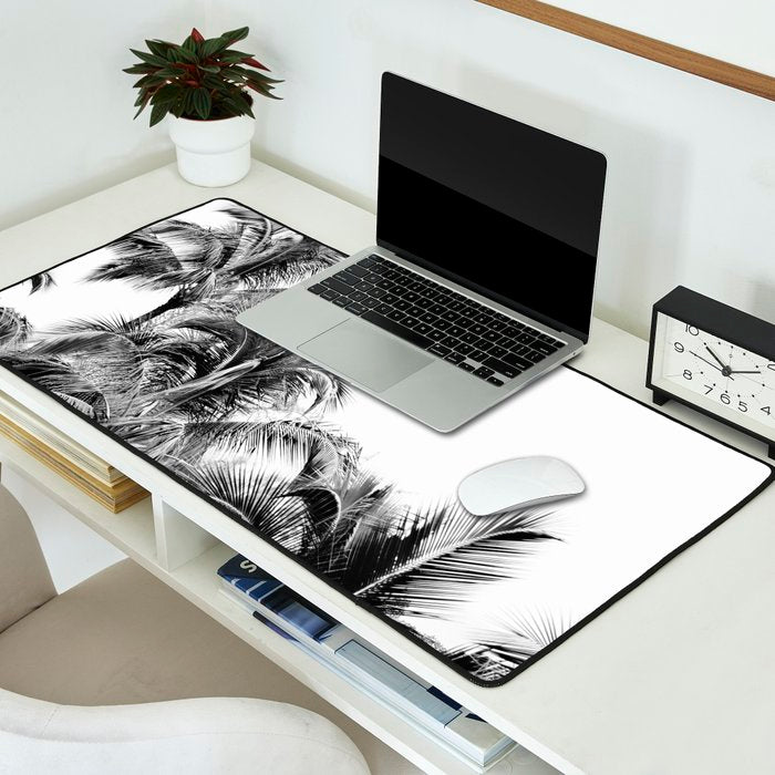 Big Island Palms - Black and White Photography, Tropical Nature Desk Mat Gallery Image 2
