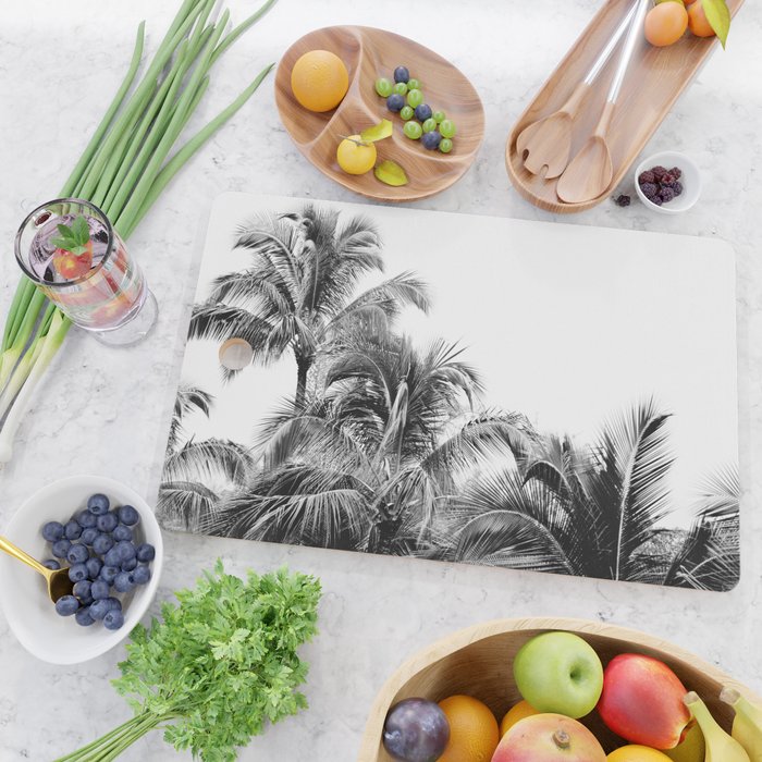 Big Island Palms - Black and White Photography, Tropical Nature Cutting Board Gallery Image 2