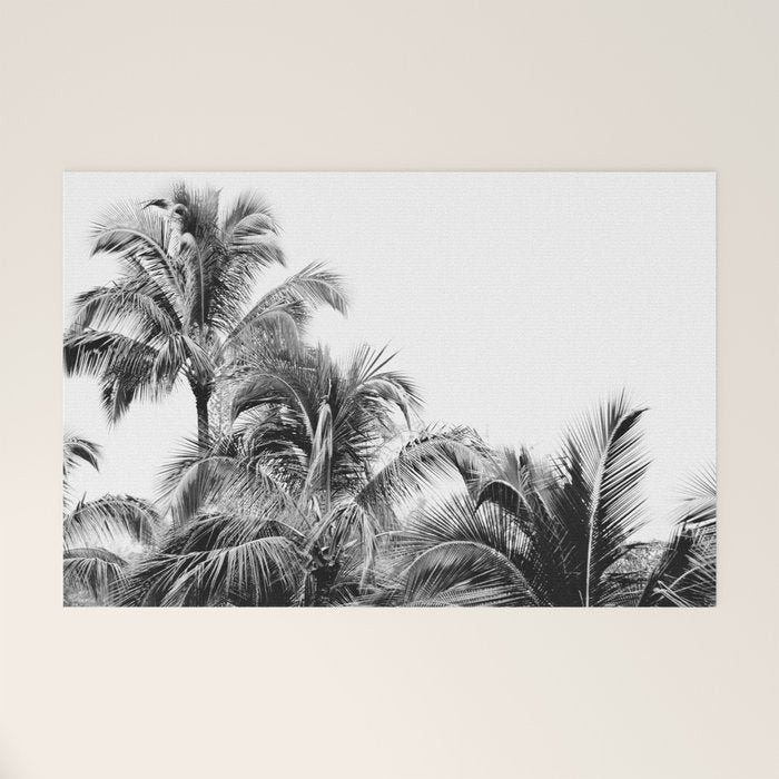 Big Island Palms - Black and White Photography, Tropical Nature Welcome Mat Gallery Image 1