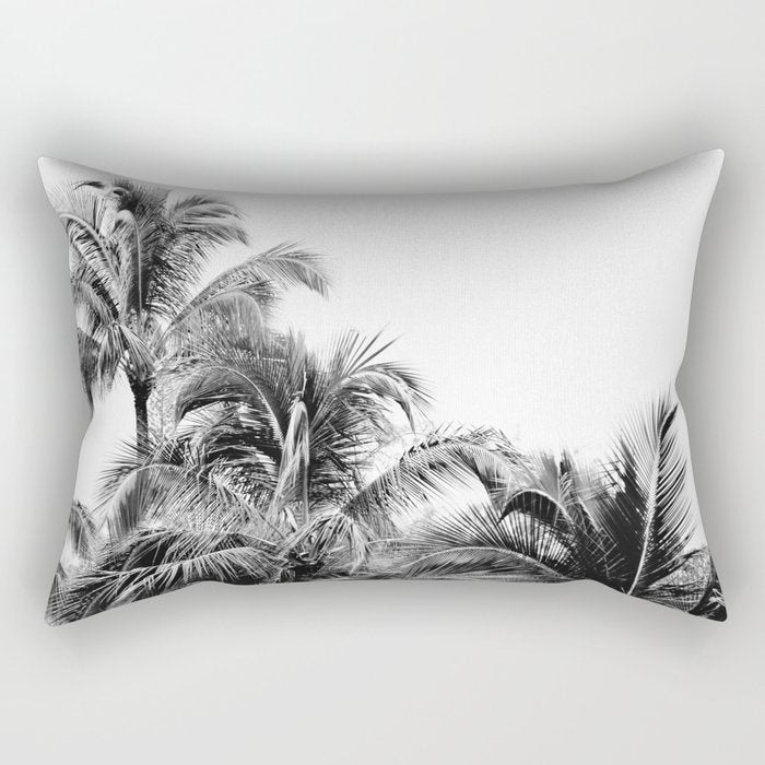 Big Island Palms - Black and White Photography, Tropical Nature Rectangular Pillow Gallery Image 2