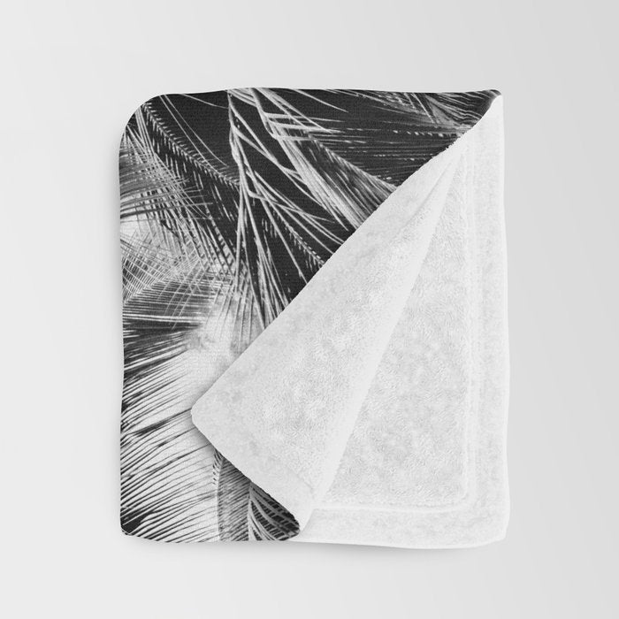 Big Island Palms - Black and White Photography, Tropical Nature Throw Blanket Gallery Image 3