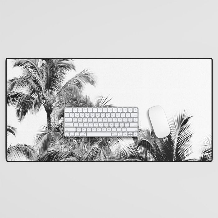 Big Island Palms - Black and White Photography, Tropical Nature Desk Mat Gallery Image 1