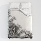 Big Island Palms - Black and White Photography, Tropical Nature Duvet Cover Gallery Image 6