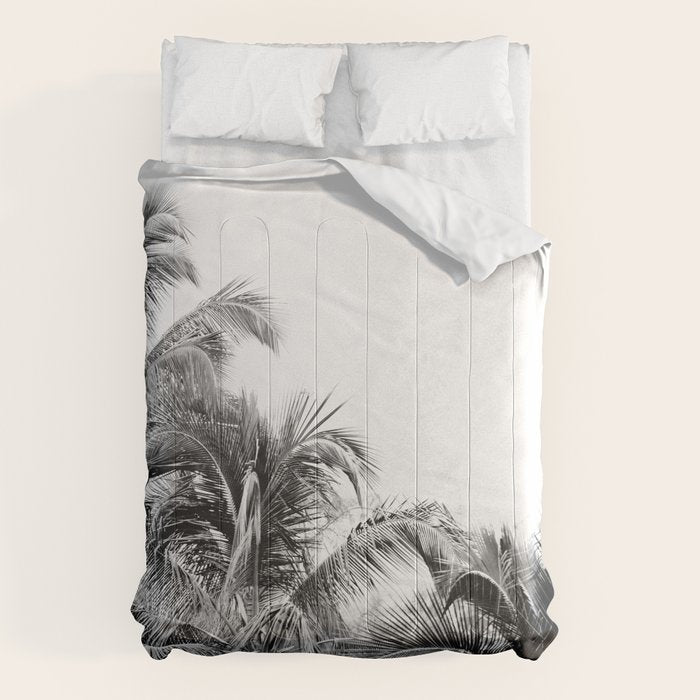 Big Island Palms - Black and White Photography, Tropical Nature Comforter Gallery Image 6