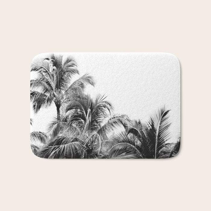 Big Island Palms - Black and White Photography, Tropical Nature Bath Mat Gallery Image 1