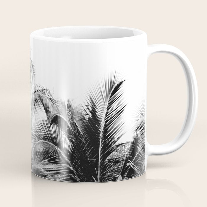 Big Island Palms - Black and White Photography, Tropical Nature Coffee Mug Gallery Image 1