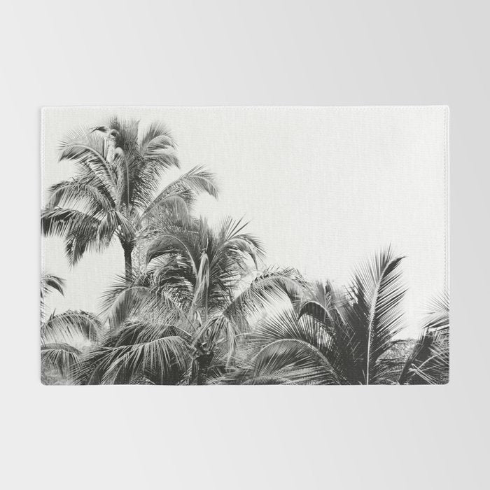 Big Island Palms - Black and White Photography, Tropical Nature Rug Gallery Image 2
