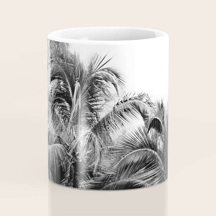 Big Island Palms - Black and White Photography, Tropical Nature Coffee Mug Gallery Image 4