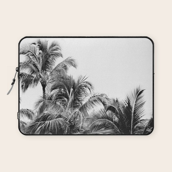 Big Island Palms - Black and White Photography, Tropical Nature Laptop Sleeve Gallery Image 1