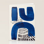 Colorful Mid Century Modern Abstract Fun Shapes Patterns Navy Blue Abstract Expressionism Stationery Card Gallery Image 2
