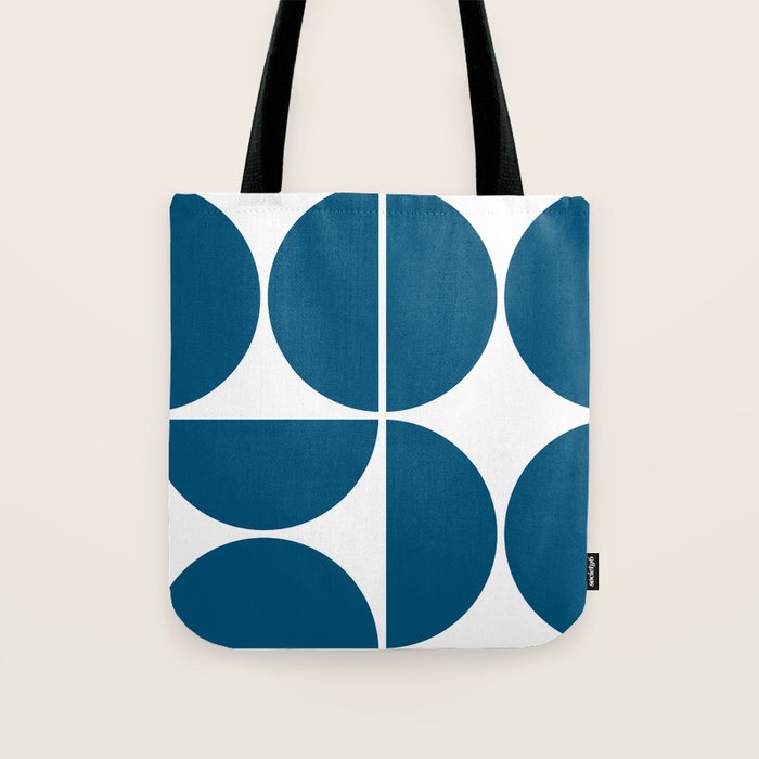 Mid Century Modern Blue Square Tote Bag Gallery Image 1