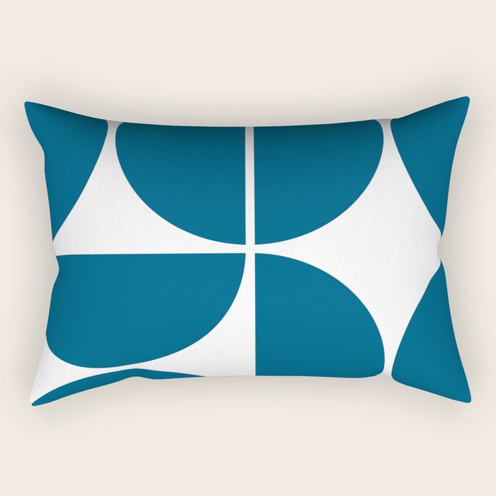 Mid Century Modern Blue Square Rectangular Pillow Gallery Image 1