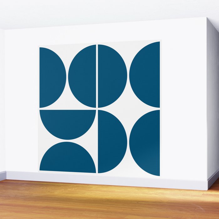 Mid Century Modern Blue Square Wall Mural Gallery Image 2