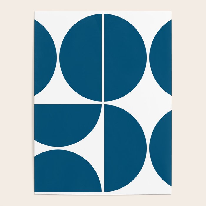 Mid Century Modern Blue Square Poster Gallery Image 4