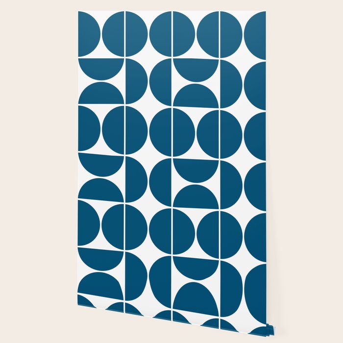Mid Century Modern Blue Square Wallpaper Gallery Image 2