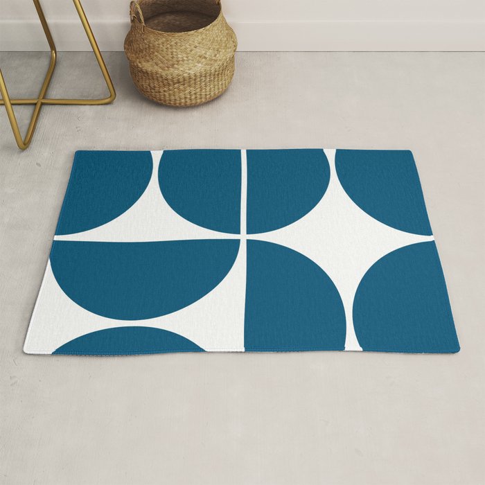 Mid Century Modern Blue Square Rug Gallery Image 1