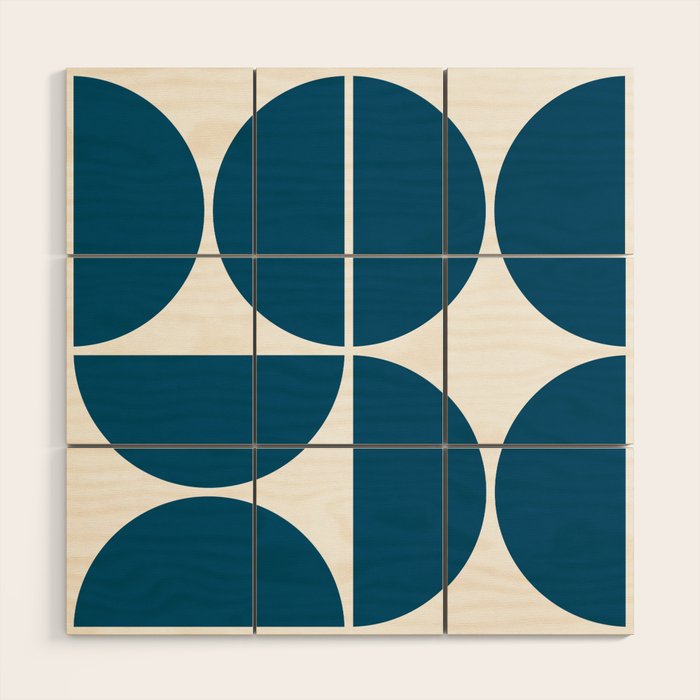 Mid Century Modern Blue Square Wood Wall Art Gallery Image 1