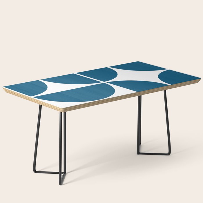Mid Century Modern Blue Square Coffee Table Gallery Image 1