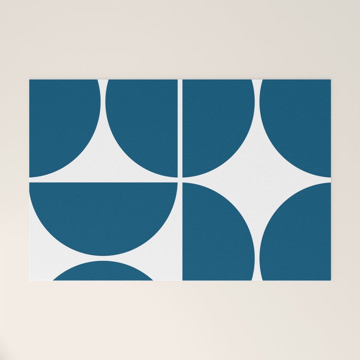 Mid Century Modern Blue Square Welcome Mat Gallery Image 1