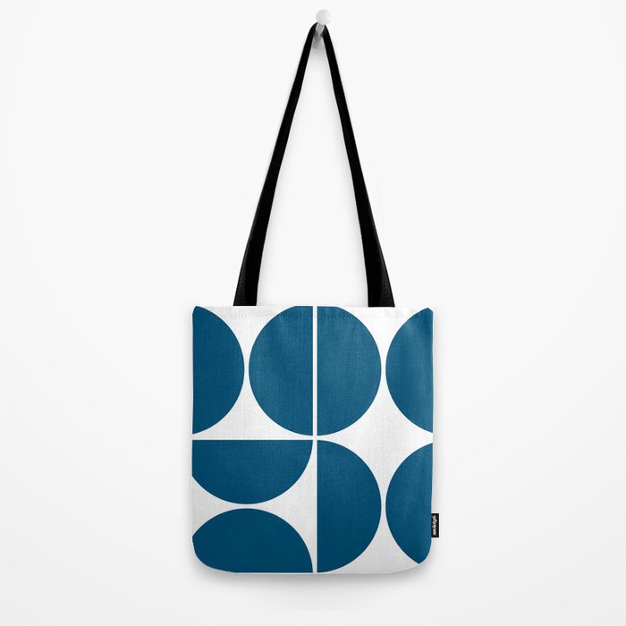 Mid Century Modern Blue Square Tote Bag Gallery Image 2