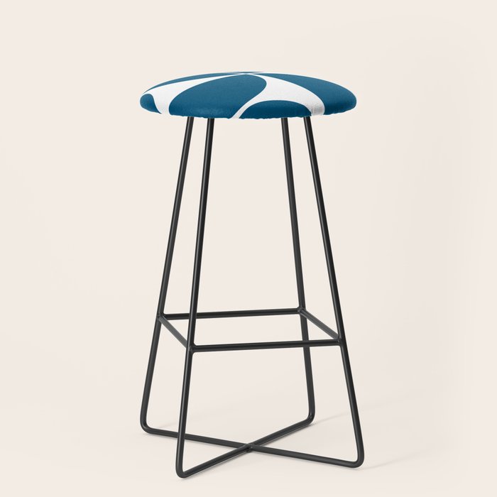 Mid Century Modern Blue Square Stool Gallery Image 1