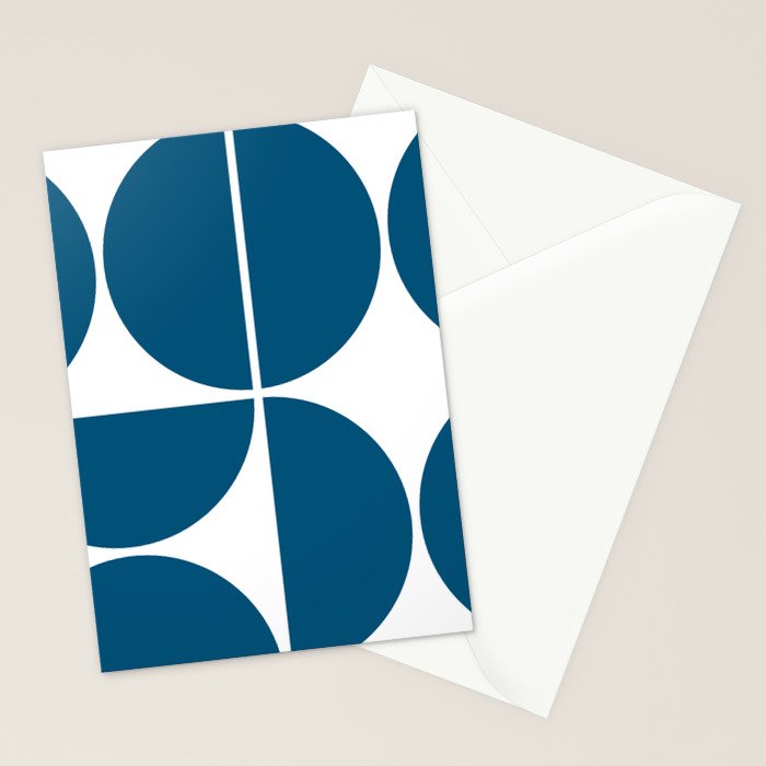Mid Century Modern Blue Square Stationery Card Gallery Image 2