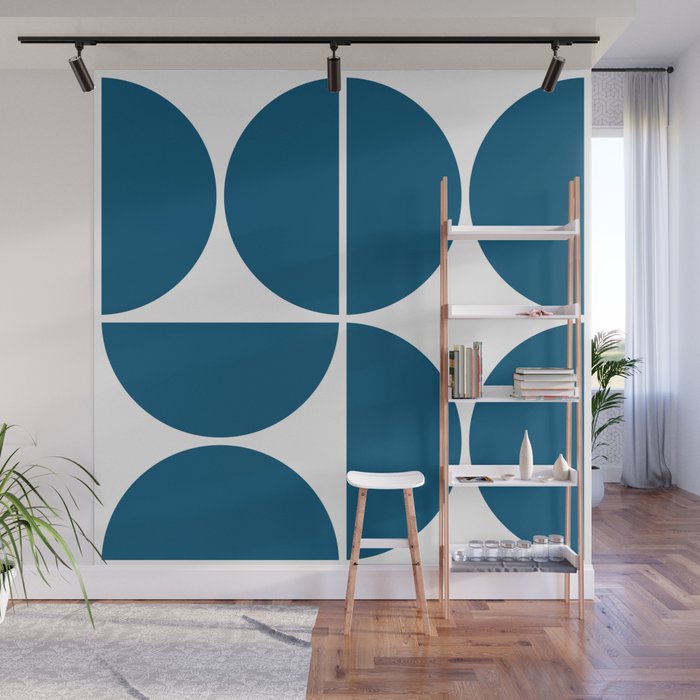 Mid Century Modern Blue Square Wall Mural Gallery Image 1