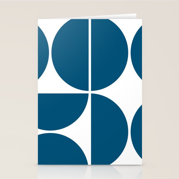 Mid Century Modern Blue Square Stationery Card Gallery Image 2