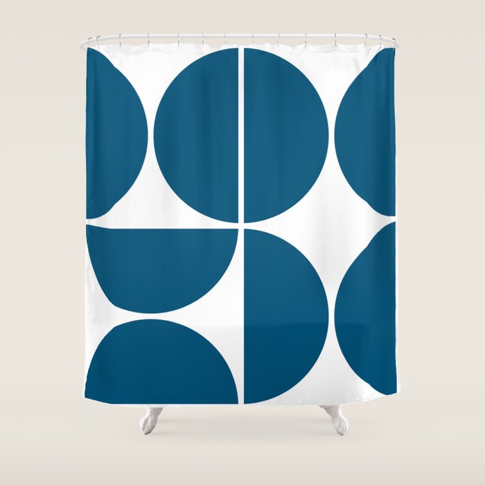Mid Century Modern Blue Square Shower Curtain Gallery Image 1
