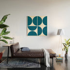 Mid Century Modern Blue Square Wood Wall Art Gallery Image 2