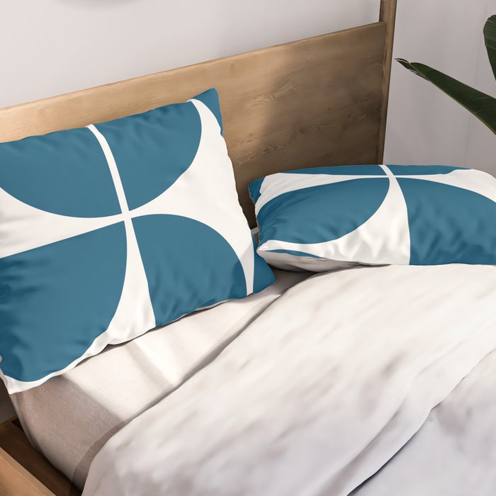 Mid Century Modern Blue Square Pillow Sham Gallery Image 2