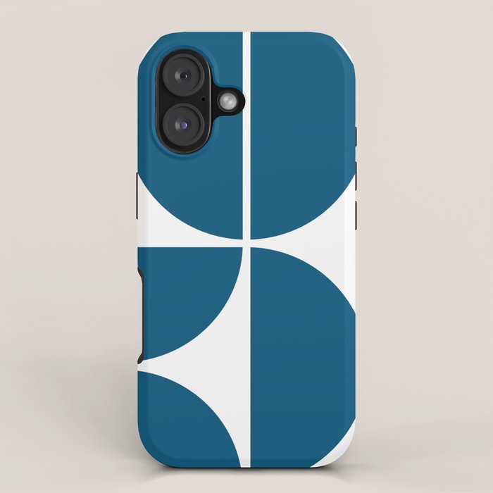 Mid Century Modern Blue Square iPhone Case Gallery Image 1