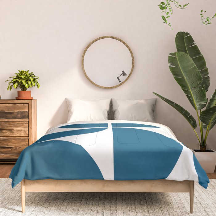 Mid Century Modern Blue Square Comforter Gallery Image 3