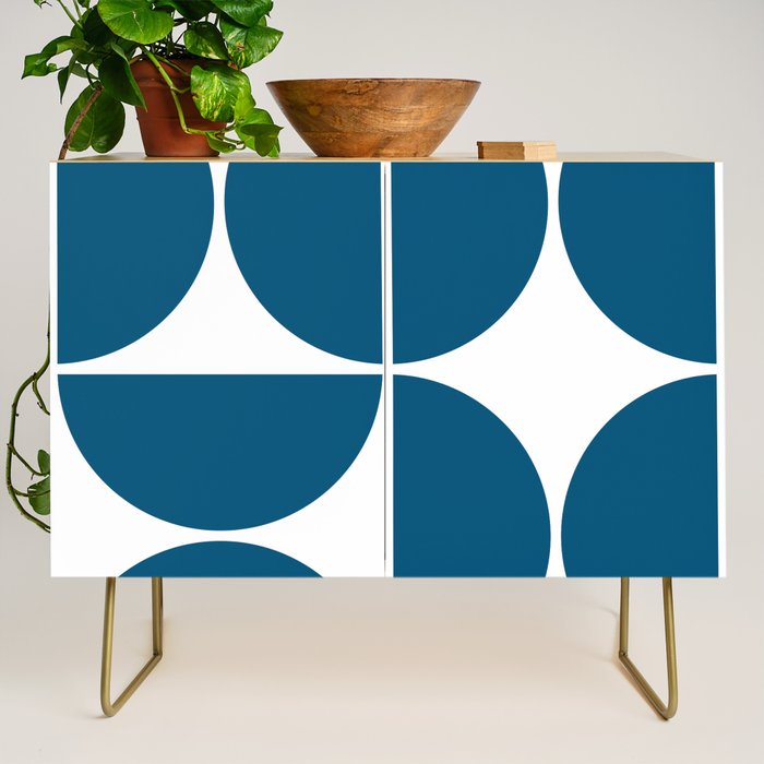 Mid Century Modern Blue Square Credenza Gallery Image 1