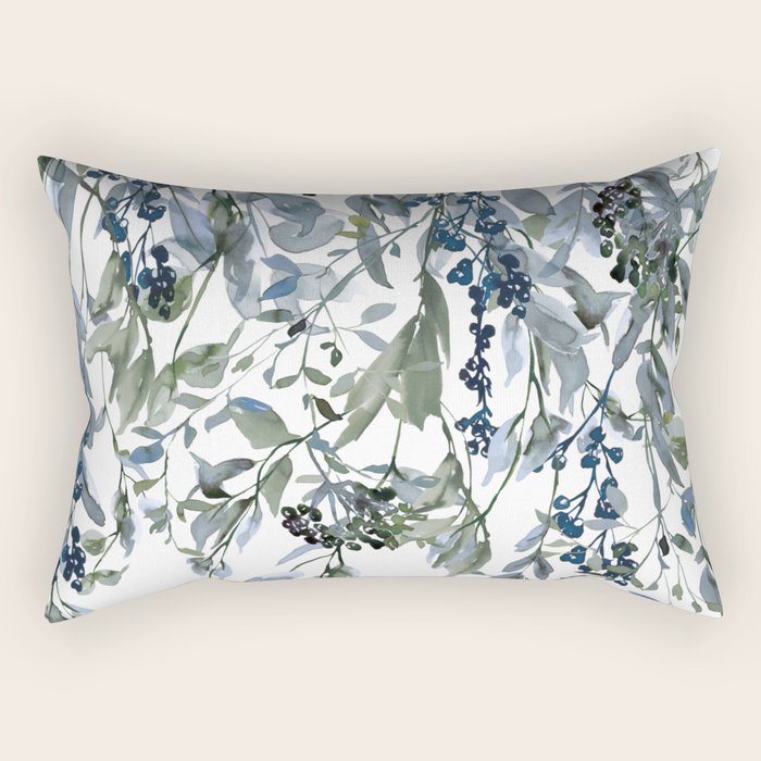 Watercolor Leaves Floral Prints Rectangular Pillow Gallery Image 2