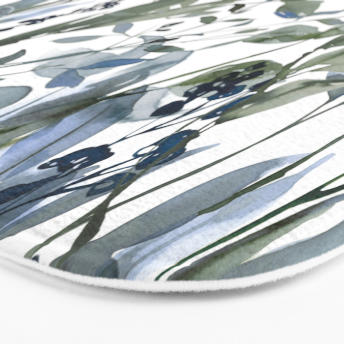 Watercolor Leaves Floral Prints Bath Mat Gallery Image 3