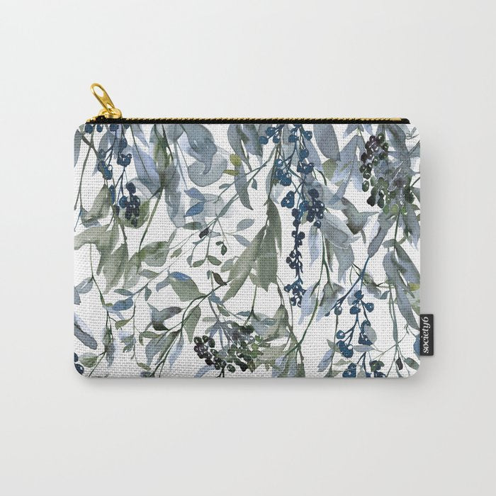 Watercolor Leaves Floral Prints Carry All Pouch Gallery Image 1